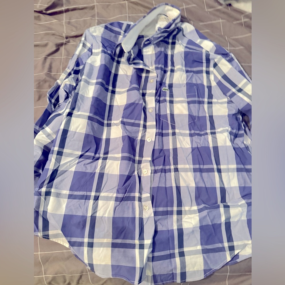Lacoste 2XL like new purple/blue button down.